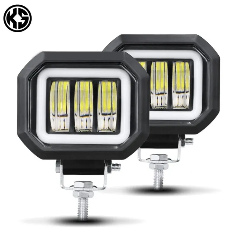 Premium Auto Led Premium Automotive Headlights - LED Work Light with Angel Eyes Halo ...