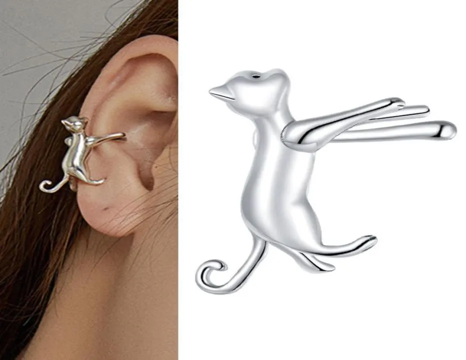 Zilver 925 oorbegangen oorbellen voor vrouwen kat op oor sieraden uniek ontwerp 925 sterling zilveren sieraden brincos sce967 2105121675563
