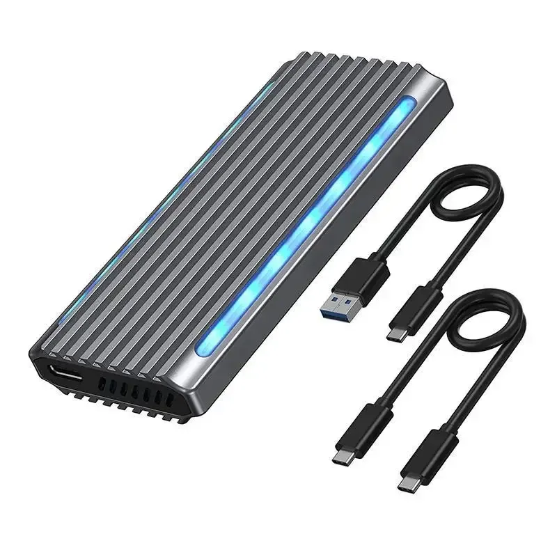 Kapsling Dual Protocol RGB M2 NGFF NVME -kapsling M.2 SSD Fall 10Gbps Typec USB 3.2 Gen2 för M2 NVME 2242 2260 2280 M2 Hårddiskdisk