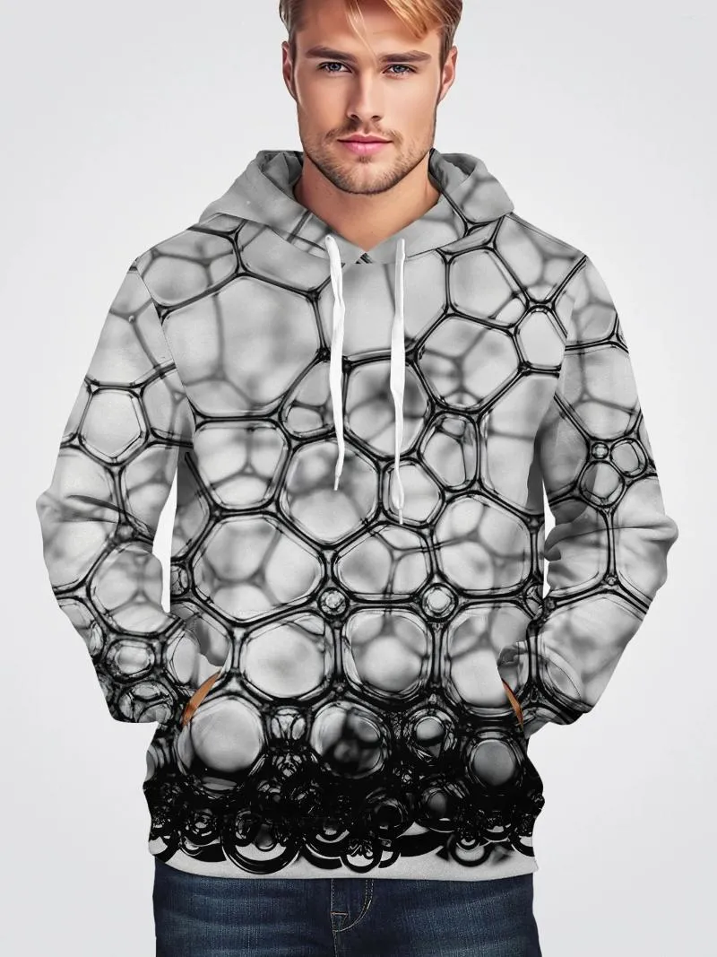 Men's Hoodies Spring And Autumn Clothing Fashion Optical Illusion 3D Printed Personality Bubble Pattern Graphic T-shirt For Men