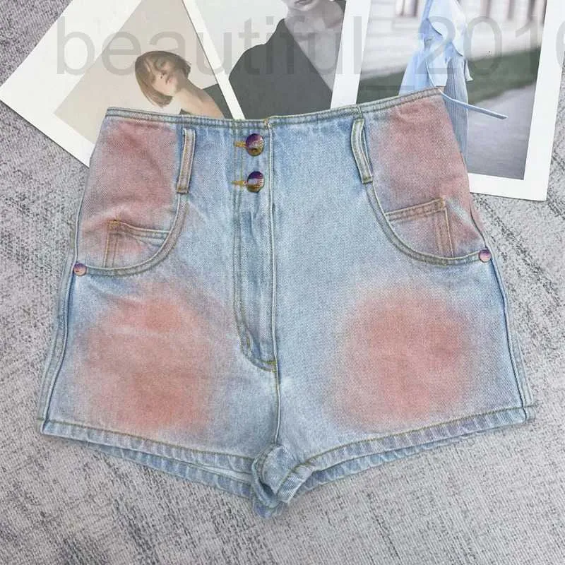 Frauen -Shorts -Designer 2024 Frühjahr Neues Nanyou Cha Girl Rainbow Color Bohrmaschel Pulver Pulver Rougeer Pink Halo Serie Denim Shorts 39f0