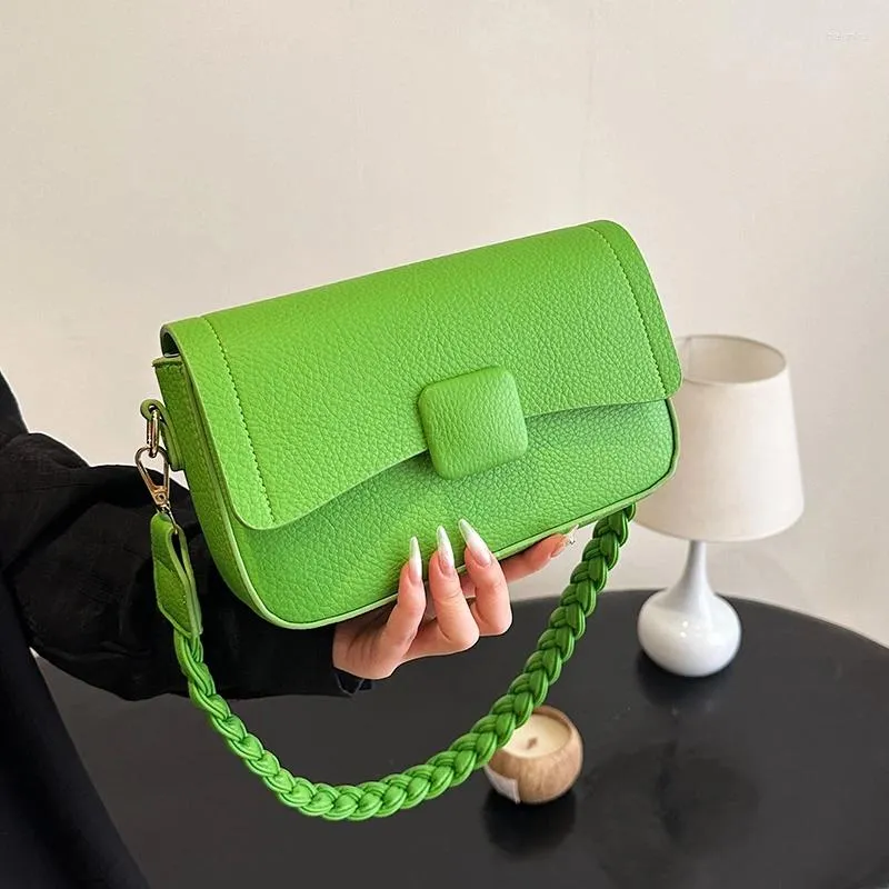 Tłuszone ramię w szafce torebka z pączkiem na ramionach 2024 Spring Autumn Fashion Women Designer Satchel Green PU skórzana torba komunikatorowa wszechstronna