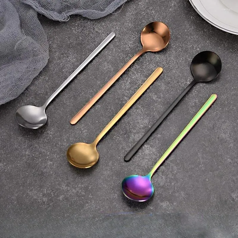 Spoons Stainless Steel Coffee Spoon Round Head Korean Style Honey Dessert Gift Mixing