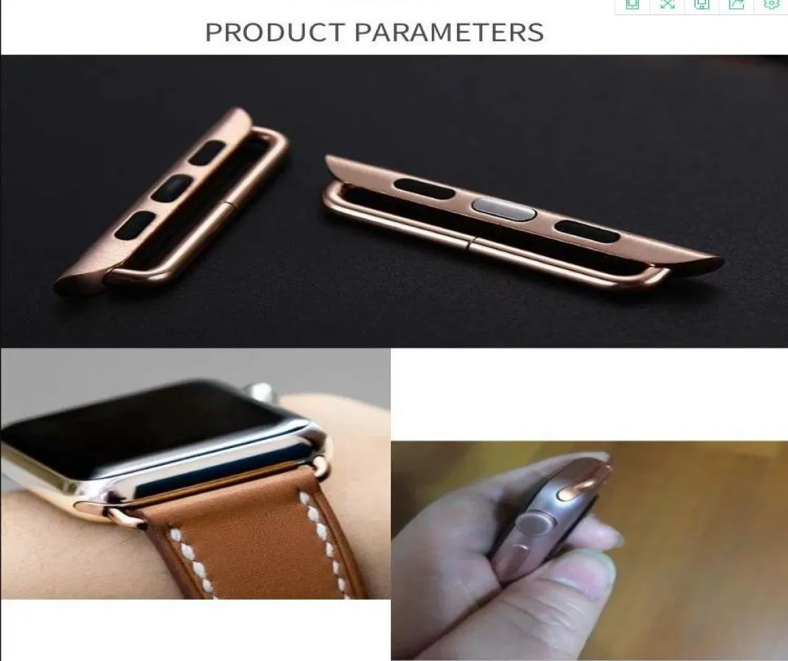 2pcspair Metal Stainless steel Band Adapter Connector For Apple Watch iWatch series 7 6 5 4 3 1 2 38mm 42mm 40mm 44mm Band4526574