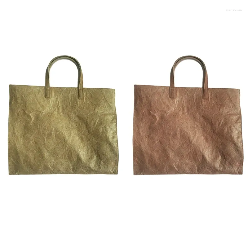 Bag Kraft Paper Shoulder Bags Solid Casual Tote Big Capacity Travel Handväskor för kvinnor Vintage Shopping Pack