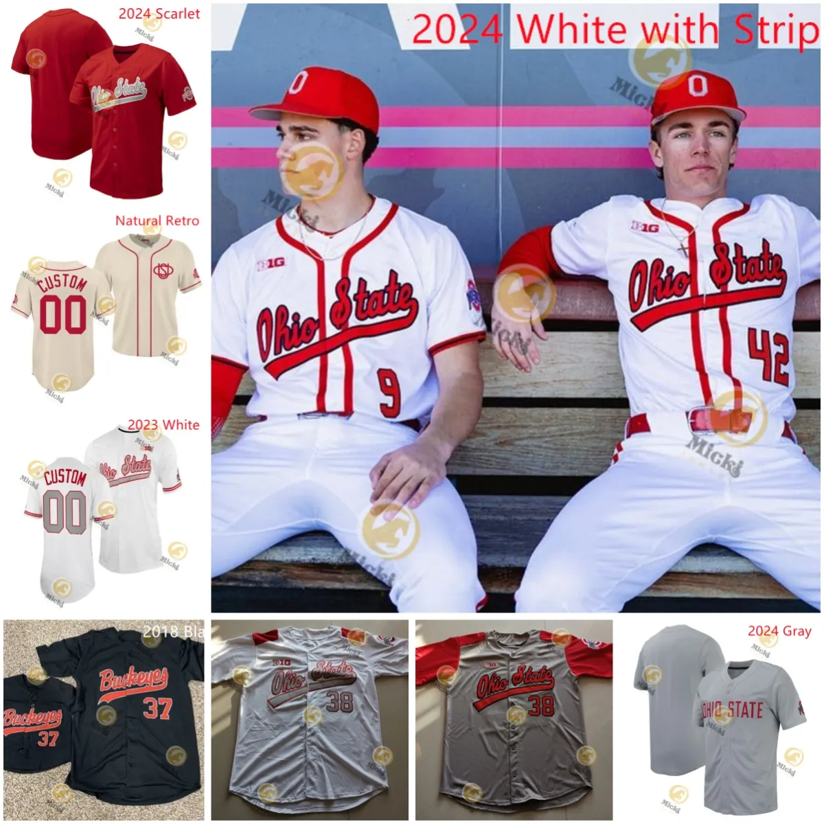 Seth Kinker Ohio State Buckeyes Jersey Brady Cherry Ryan Feltner Kobie Foppe Curtiss Irving Bob Bobd College Custom costume o Ohio State Baseball Jerseys