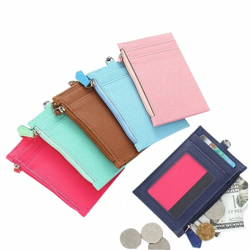 1pc ID Card Holder With Lanyard Neck Strap Unisex Credit Card Holders PU Leather Mini Coin Purse School Busin Office Supplies v6HX#
