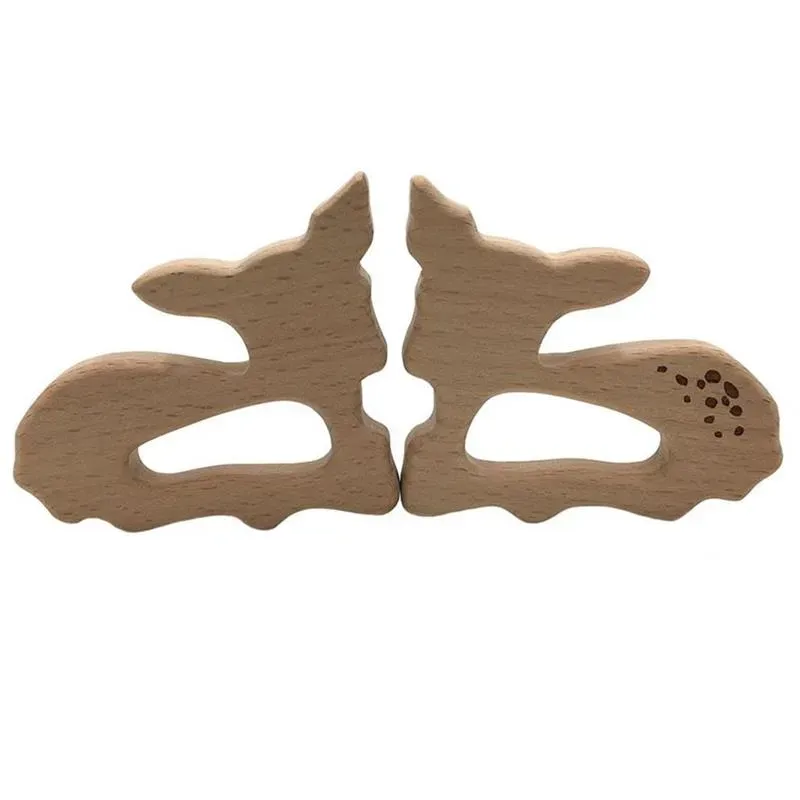 New Infant Baby Wood Teether Deer Shape Natrual Wooden Baby Teether Toys Wooden Teething Accessories Baby Shower Gifts