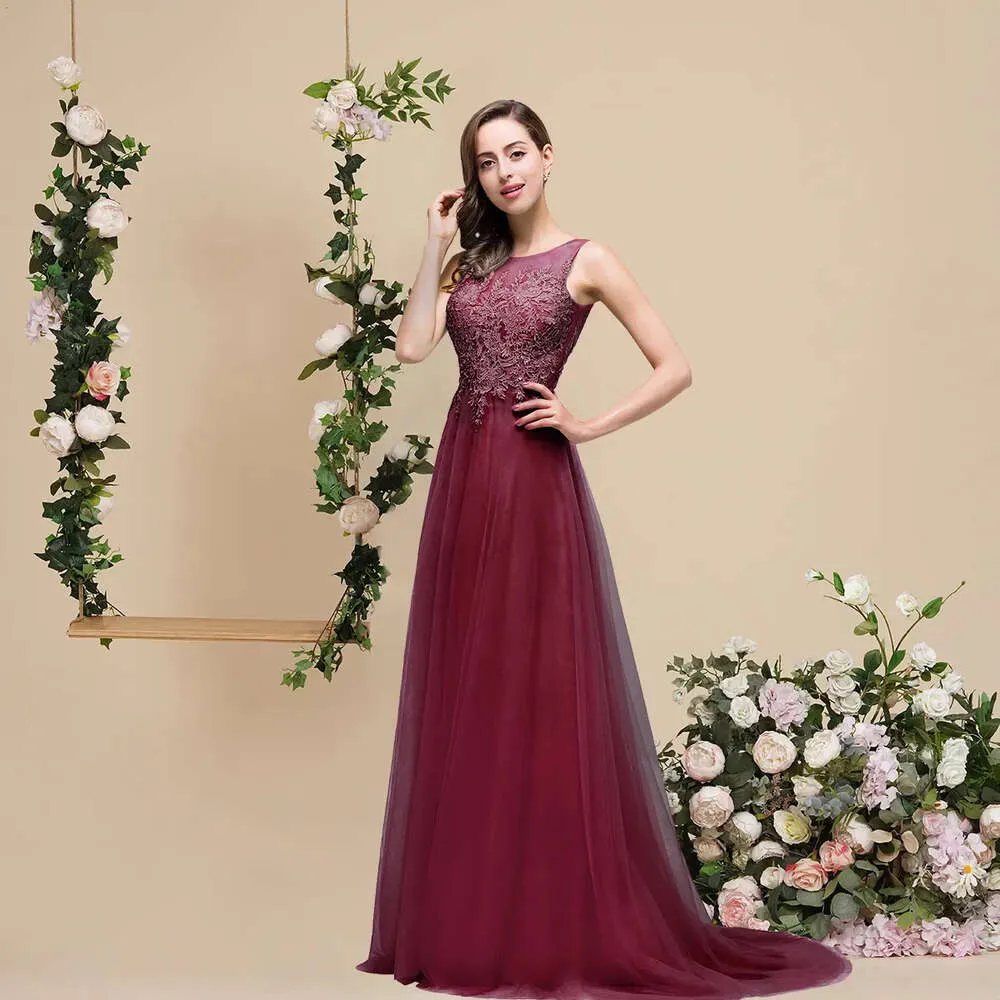 Schip in 12 uur Elegante Bury Bruidsmeisje Jurken Summer Chiffon A Line Long Wedding Guest Evening Prom feestjurken Jurken CPS383