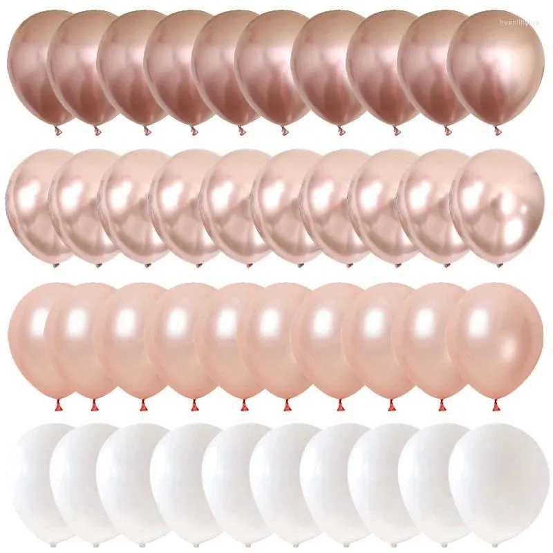 Décoration de fête 40pcs 10inch Chrome Rose Gold Latex ballons fond de mariage d'anniversaire pour adultes