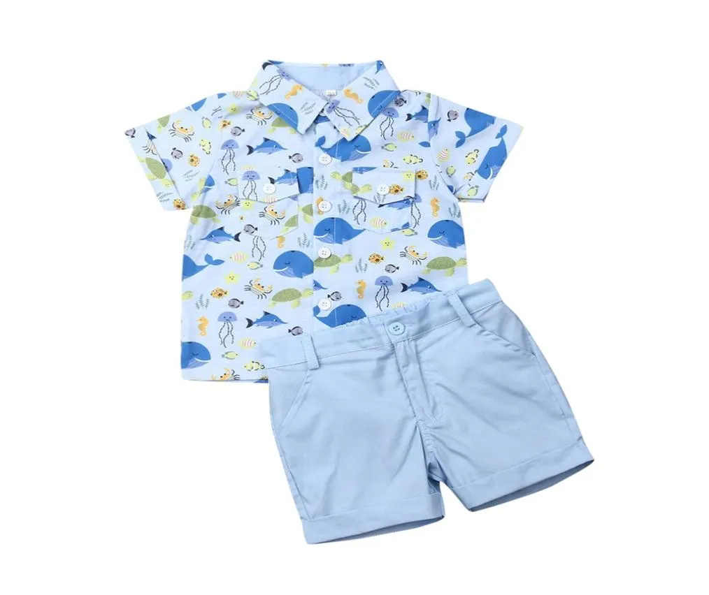 Kids Toddler Baby Boys Whale Shirt Tops Shorts Pants Outfits Clothes Set Sunsuit8591526