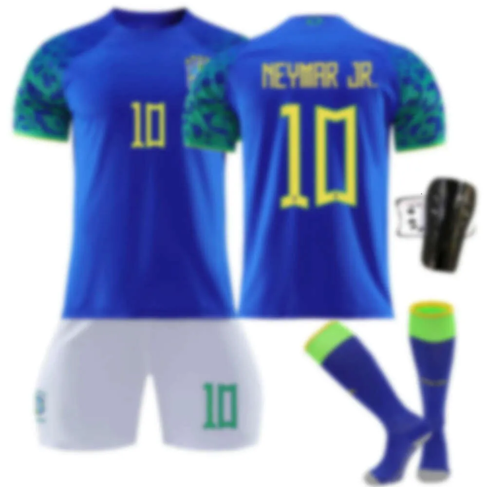 2223 Brazilië Away Game Blue 20 Vinicius 10 Neymar nr. 18 Jesus Jersey Set Football Team Kit