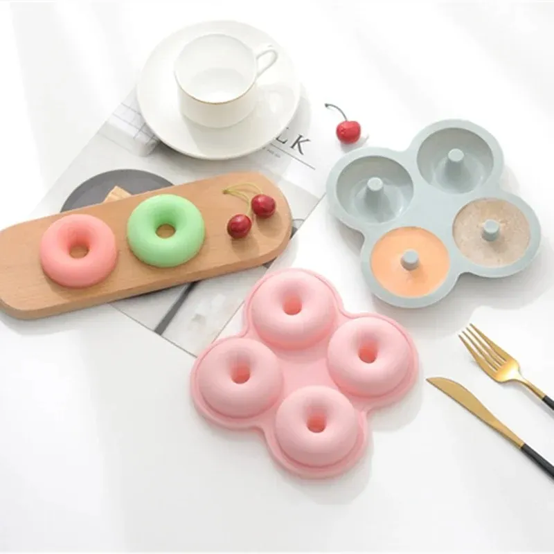 4 Donut w jamie kreatywne ciasto silikonowe forma domowa kuchnia taca pieczenia ciasto silikonowe formy gotowania pieczenie narzędzia do pieczenia formy szczotki