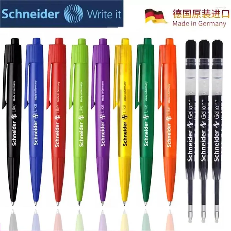 Tysk Schneider Gel Pen Like Color Rod Press Svart Snabbtorkning 0,4 mm utbytbar påfyllningskontorskola Kawaii Stationery