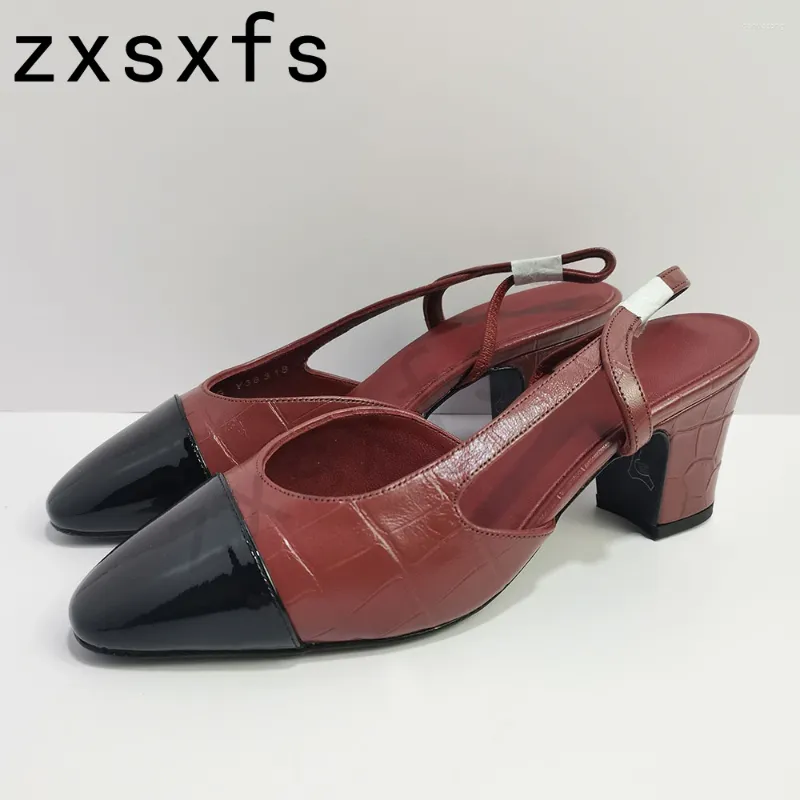 Scarpe casual di qualità di lusso Modella alta tallone Donne vere sandali in pelle sandali Lady Summer Abito Slifori femminili Zapatillas Mujer 2024