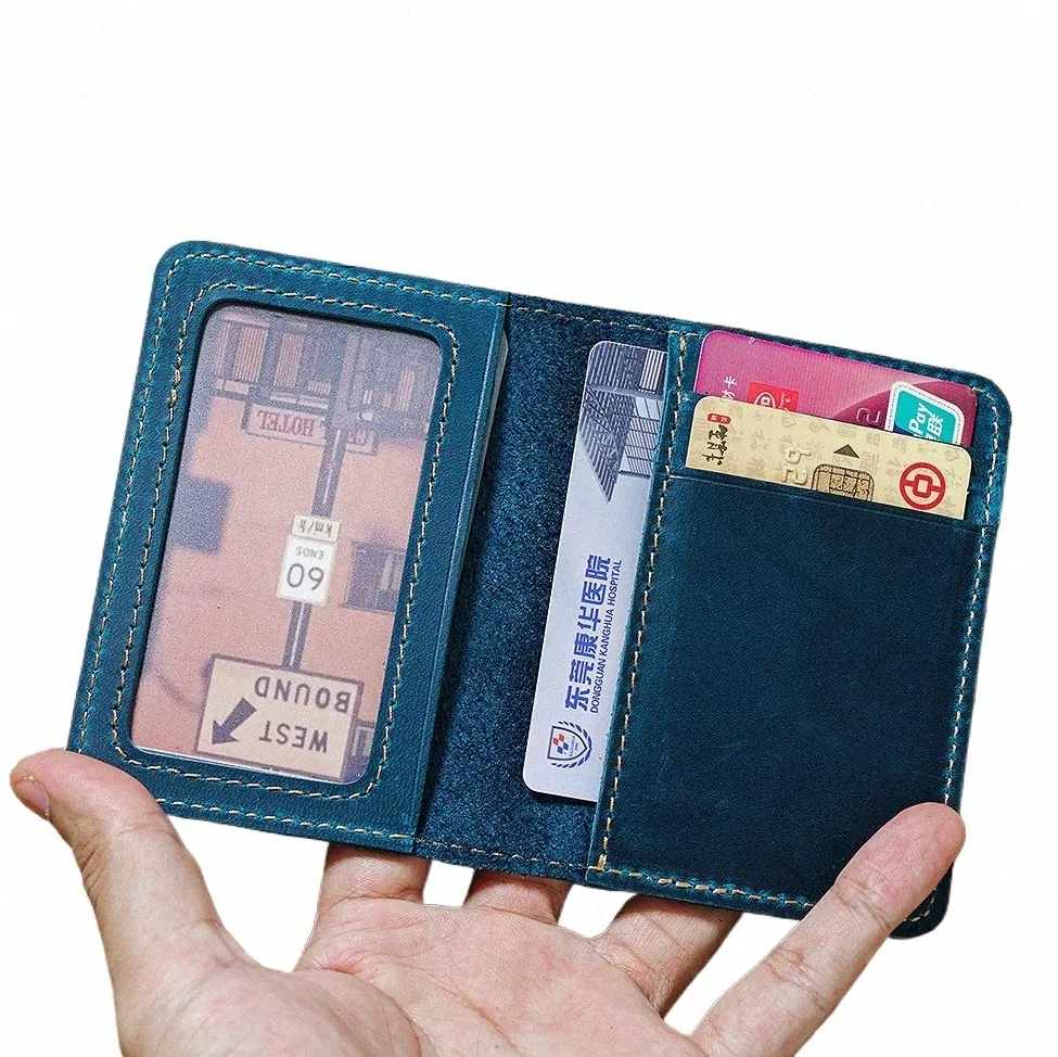 Porte-carte de crédit pour les détenteurs de cartes bancaires pour hommes authentique portefeuille en cuir mini-clips busin Luxury Femmes Small Purse Pouch M9U7 #