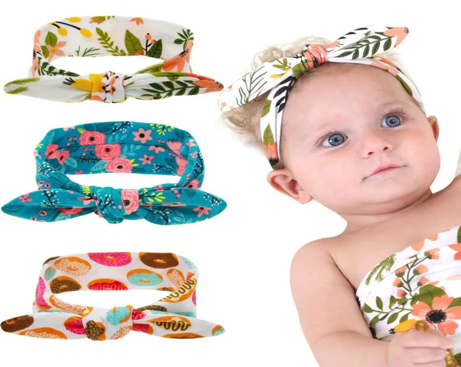 Baby pannband Bunny Rabbit Ear Head Bands Girls Bids Cute Turban Knot Floral Printing Hairbands Headwear Hair Accessories KHA1759991012