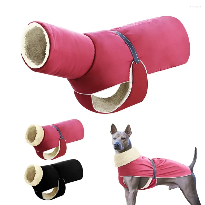 Dog Apparel Thick Clothes Winter Warm Large Jacket Clothing Red Black High Collar Coat Reflective For Medium Greyhound
