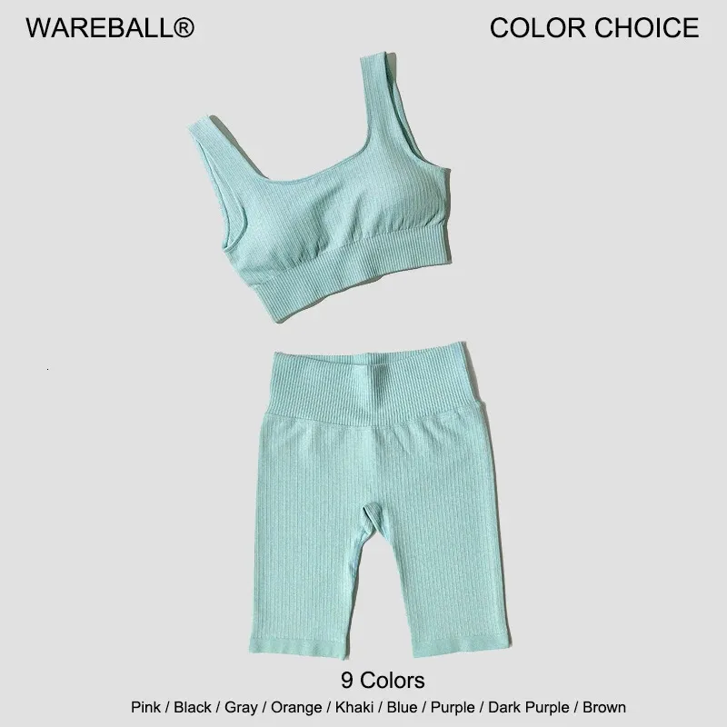 Wareball Womenless Women Yoga Set Sports Sports Sports Sports Sports Fitness Wear roupas de 2 peças de ginástica conjuntos de exercícios 240407