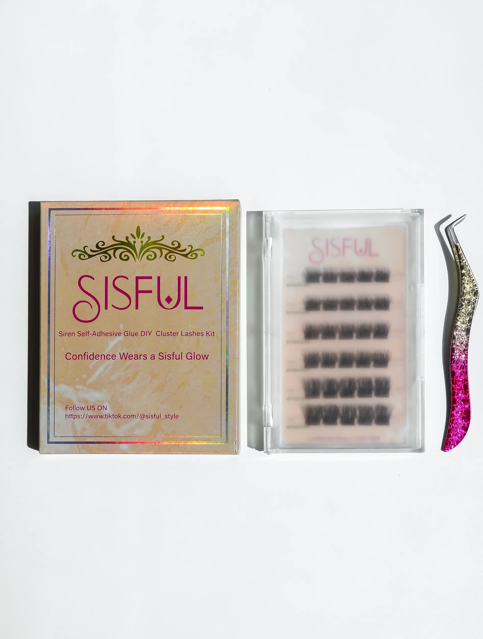 Sisful Siren Bold Polymer Self -Adhesive Lashes Diy D Curl Lash Clasters Glueless Lashes Kit