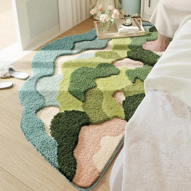 Carpets Nordic 3D Moss Rug For Living Room Green Irregular Carpet Bedroom Non-slip Luxury Home Bedside Area Rugs Cloakroom