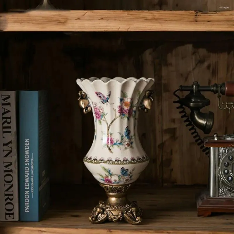 Vasen kreative Keramik Vase Luxus zwei Ohrhörer Pflanzenbehälter Ornamente Europäischer Stil Blumenarranger Flasche Home Dekorative