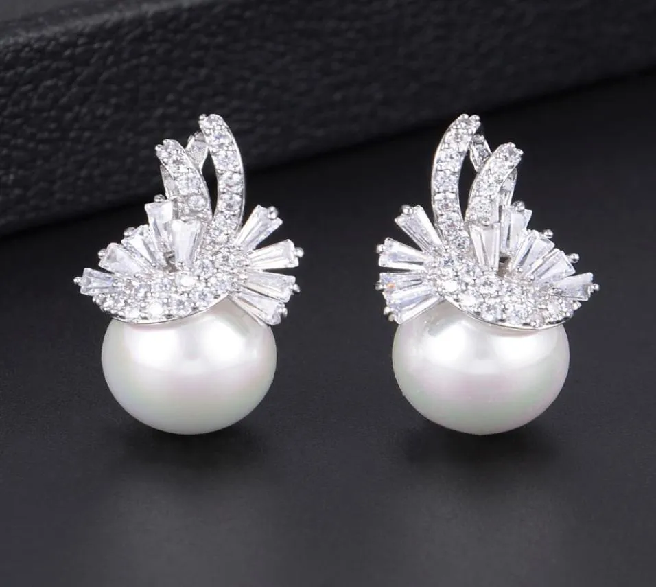 Stud GODKI 25mm Simulated Pearl Earring Elegant Butterfly Flower Cubic Zirconia Women Bridal Wedding Stud Earrings Fashion Jewelry7277463