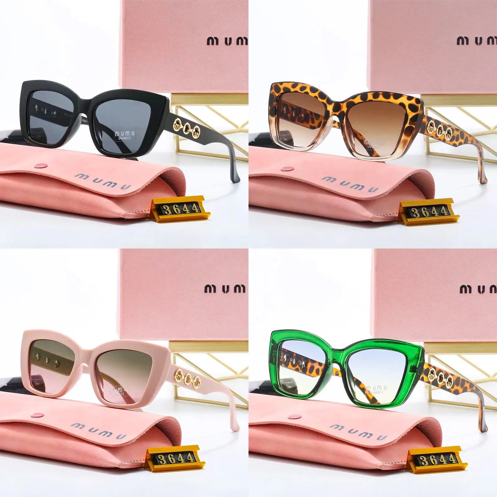 Okulary przeciwsłoneczne Mui Mui For Woman GLIMM INGRESIDES Designers Sunglasses Fashion Luksusowe okulary przeciwsłoneczne Man Lopard Sun Słońce Anti Radioter Women Sunglasses Pink Shade