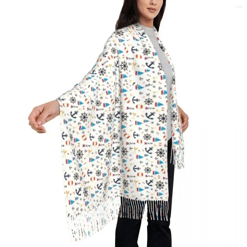 Sciarpe vacanze estive sciarpa a vela costiera nautica calda a scialle morbida con donne nappe grandi designer autunnali Foulard