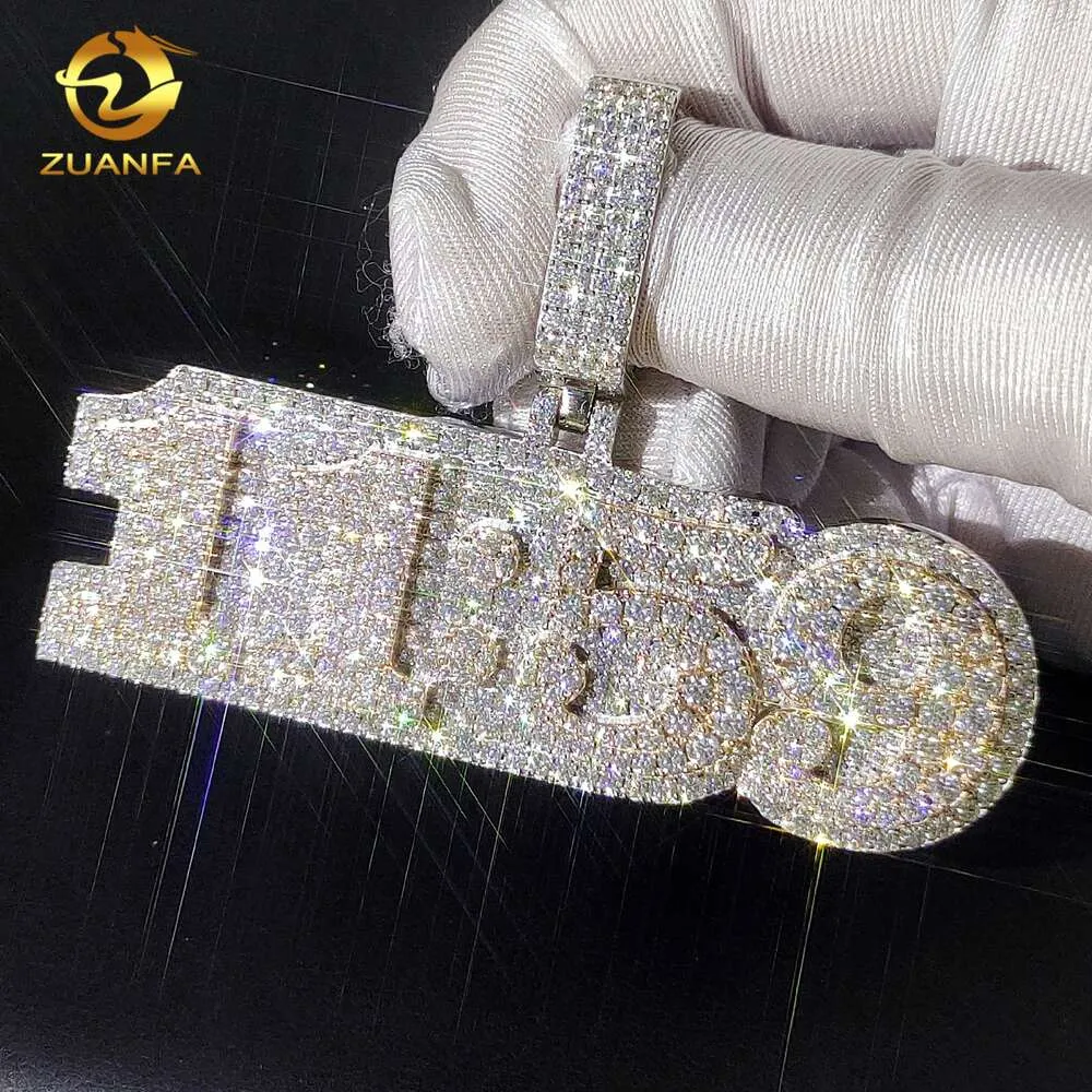 Custom Iced Out Moissanite 3inch Two Tone Number Letter Hangers Sier Hip Hop Jewelry