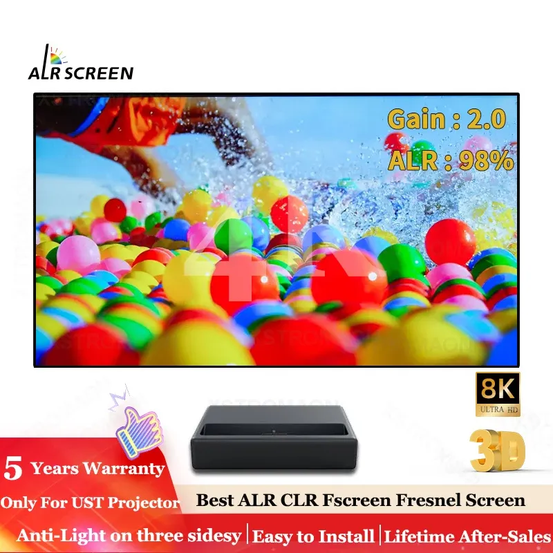 120 Inch 8K ALR UST PET Optical Film Fresnel Fixed Frame Screen For Ultra Short Throw Projector 4K 3D Hide 98% Environment Light