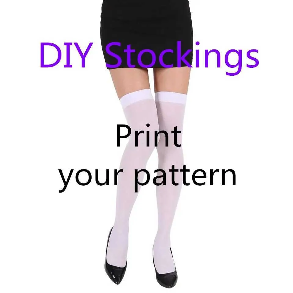 Sexy Socken heiße Werksfabrik 3D -Druck benutzerdefinierte Seidenstrümpfe Frauen sexy Oberschenkel Dünne Strümpfe Landschaft Custom White Cosplay Girl Strümpfe 240416