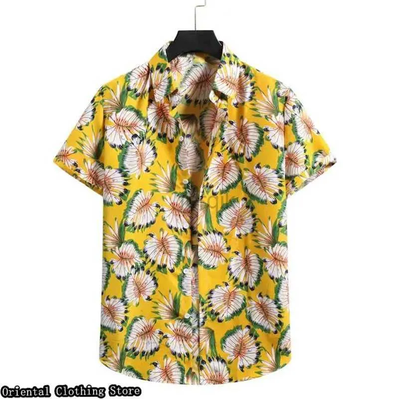 Men's Casual Shirts Hawaiian short-sleeved mens summer shirt 3D printed flower outdoor vacation casual clothing comfortable and breathable 24416