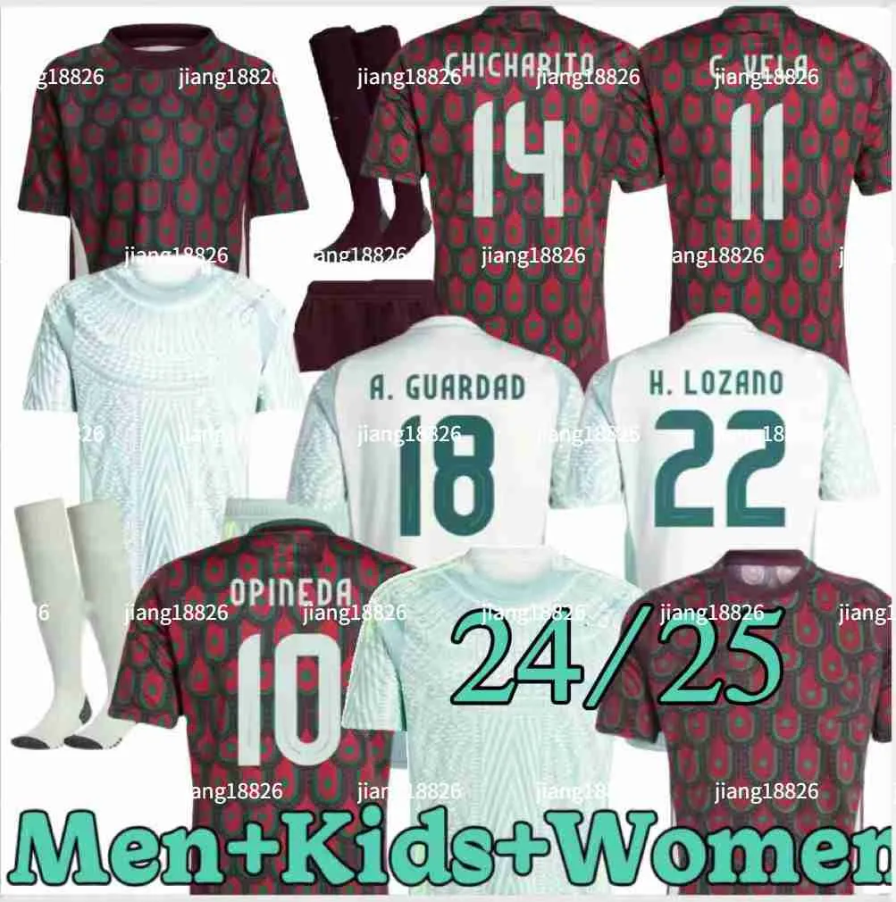 Chicharito Mens Soccer Jerseys 24 25 H. Lozano A. Guardado Home Away Training Wear R. Jimenez National Team Football Shirt Fans Player versie