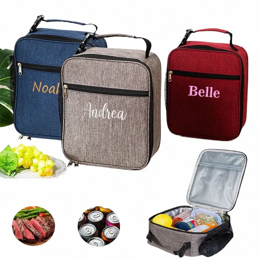 persalised Lunch Bag - Insulated Lunch Box Durable Reusable Cooler Bag Embroidery Name for Men, Adults, Women E3NF#