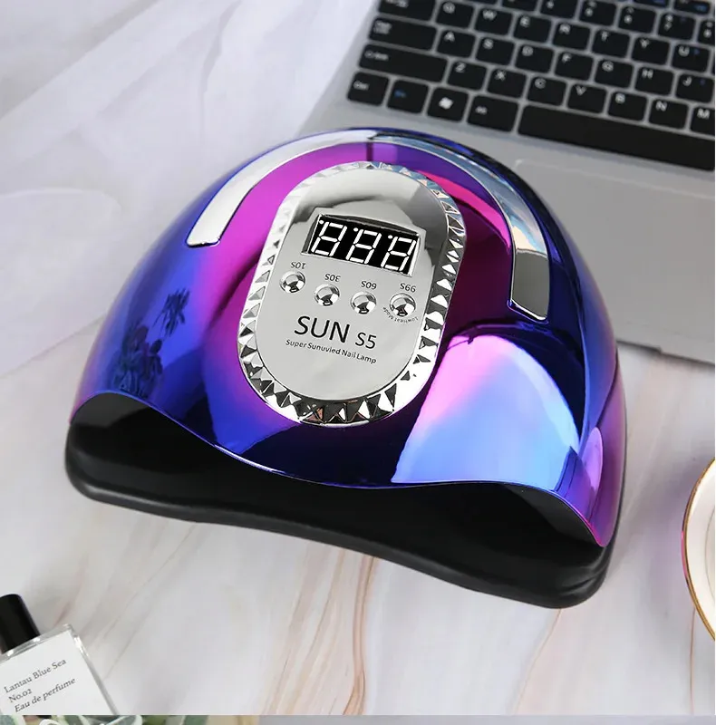 Lâmpada de unhas LED máximo para manicure Máquina de secagem de polimento de gel com grande toque LCD 66LEDS Smart Unhas Sol Sun S5 240416