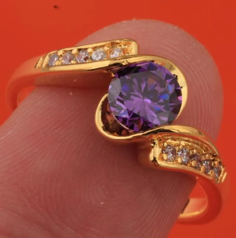Wedding Rings Attractive Purple Gems White Zircon Gold Filled Classic Party Jewelry Ring US Size 6 7 8 9 S18948639828