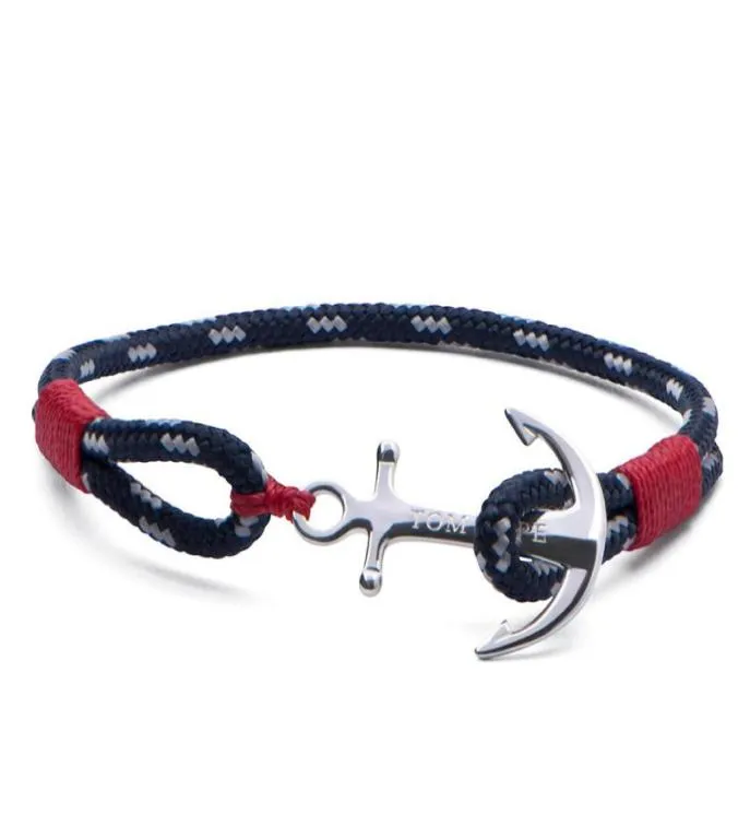 Tom Hope 4 size red thread chains stainless steel anchor charms bracelet with box and TH011334166