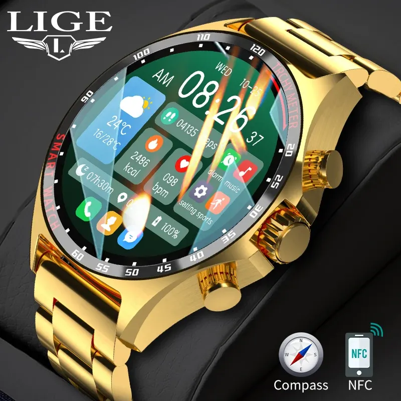 Смотреть Lige 2023 Men Digital Watches Bluetooth Call SmartWatch Smart Watch для Huawei Xiaomi Samsung Android Phone и Apple ios iPhone