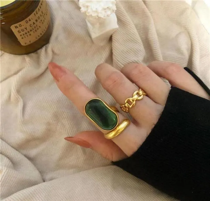 French Emerald Ring Women Noble Temperament Ring Half Open Ring Party Gold Ring Logistics256E1142661