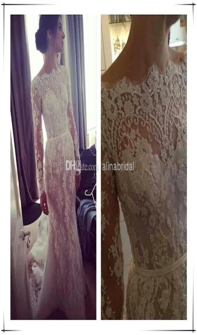 2018 Sheer Wedding Dresses Beteau långärmad mantel kapell tåg moderna spets brudklänningar steven khalil ny ankomst elegant klänning4139481