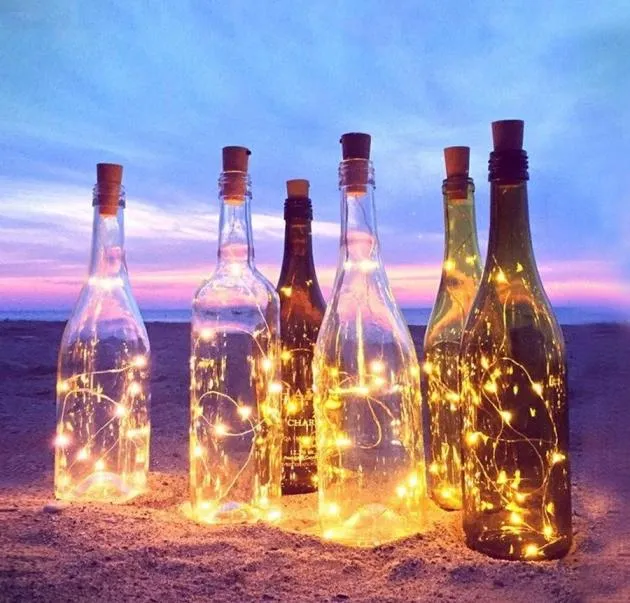 2M 20LED Holiday Light String Земляная бутылка для вина пробковые сказочные светильники DIY Мини -пламя пробковое свет для домашнего декора Wall Party D4883567