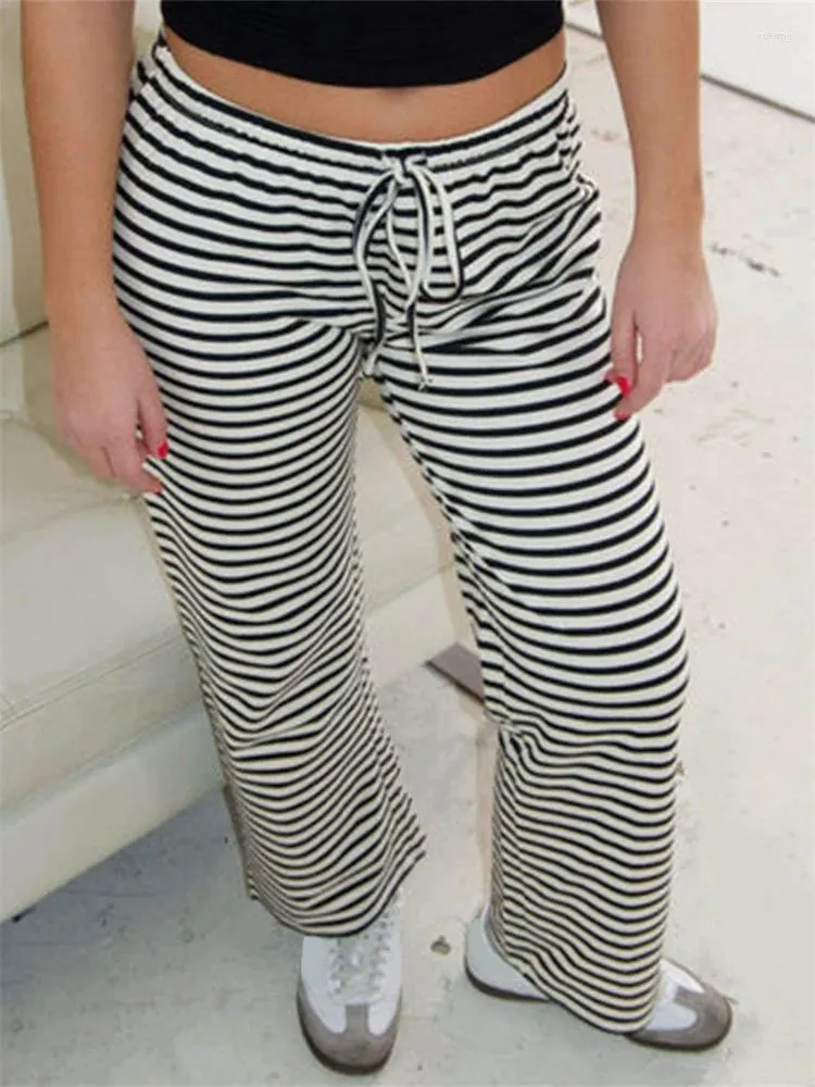 Pantalon féminin Femmes Stripe Stripe Swewistring Elastic Taies Pantmènes Spring Summer Casual Sweatpants Bottoms Home