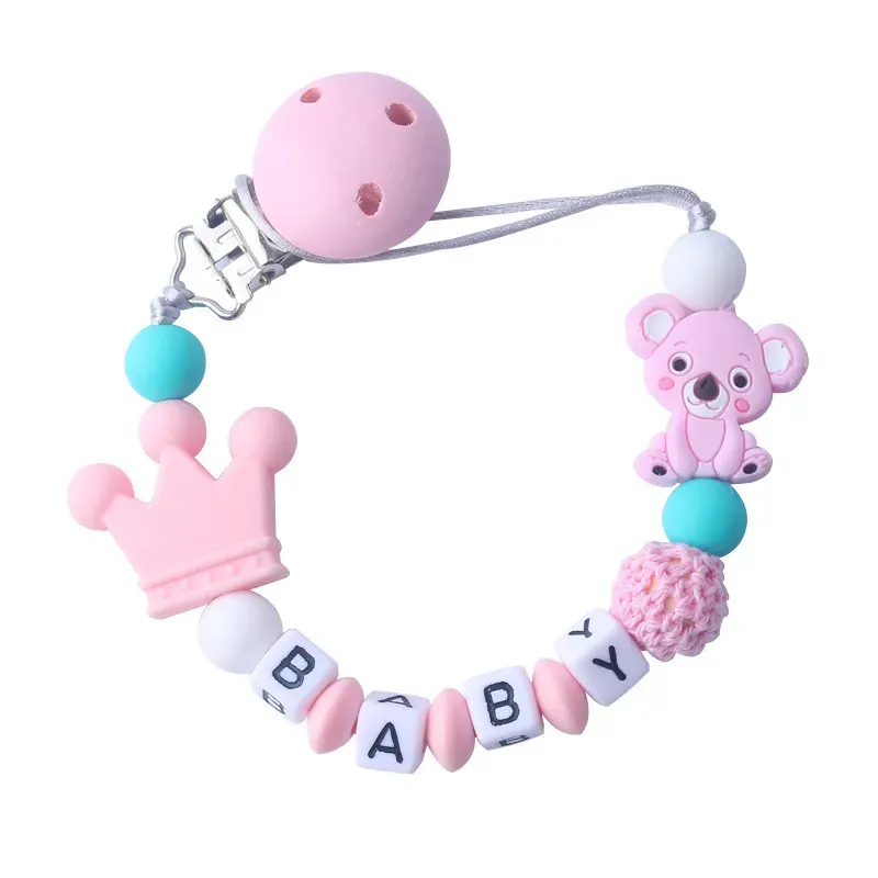 Silicone Pacifier Holders Koala Cartoon Safe Teething Chain Baby Teether Chew Eco-friendly Pacifier Clips Holder Chains