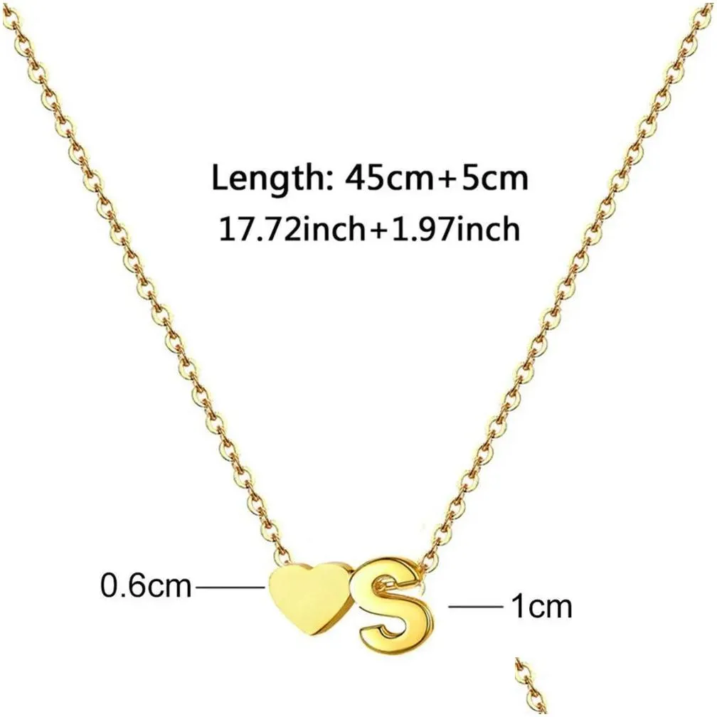 Hänge halsband Nytt mode Tiny Heart Dainty Initial 14k Yellow Gold Necklace Golden Letter Name Choker For Women Jewelry Gift Drop DHG6W