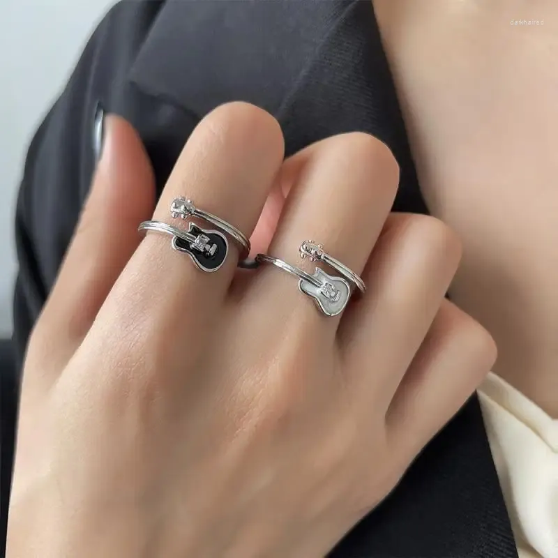 Cluster Rings Fashion Music Note Guitar Ring Trend Copper Open For Women Statement Finger Jewelry Wedding Valentine's Daydecoration