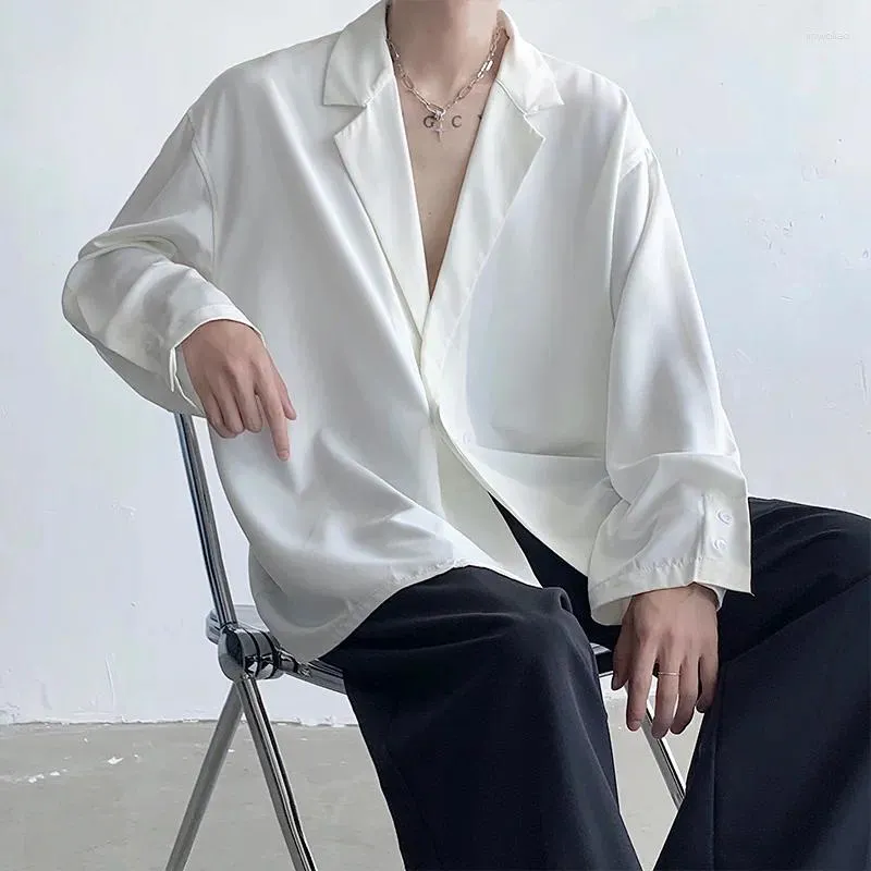 Oversized Mens Black And White Long Sleeve Ice Silk Dress Shirt Perfect For Office And Formal Events Today Available In Sizes M XL From Linwoliao 36.88 DHgate.Com
