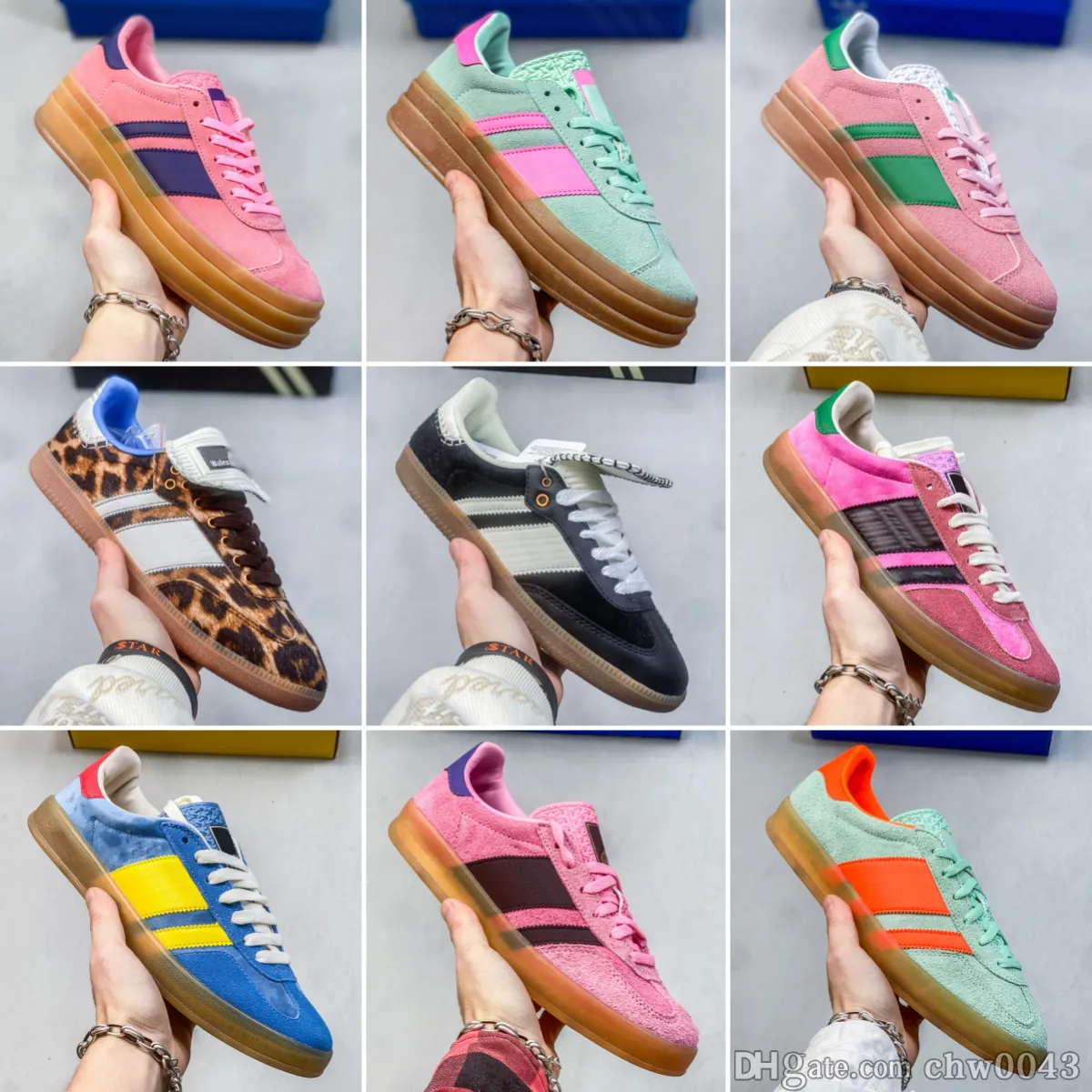 Wales bonner 00s utomhusskor designer skor sneakers casual skor sneaker djärva rosa glöd puls vit solen super pop rosa nästan gul kvinnor sport sneakers