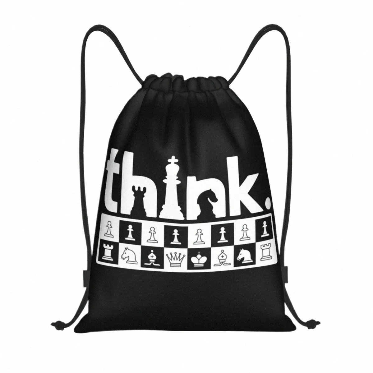 funny Ch Think Drawstring Backpack Women Men Sport Gym Sackpack Portable Board Game Lover Training Bag Sack R1Lp#