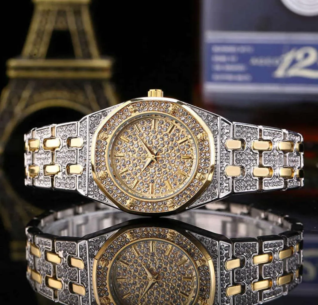 Zegarstki Missfox Women039s Watch Luksusowe zegarki kwarcowe Bling Diamont Kwarcowe dla kobiet wodoodporne Hip Hop Clock Lady Klejnot7166912